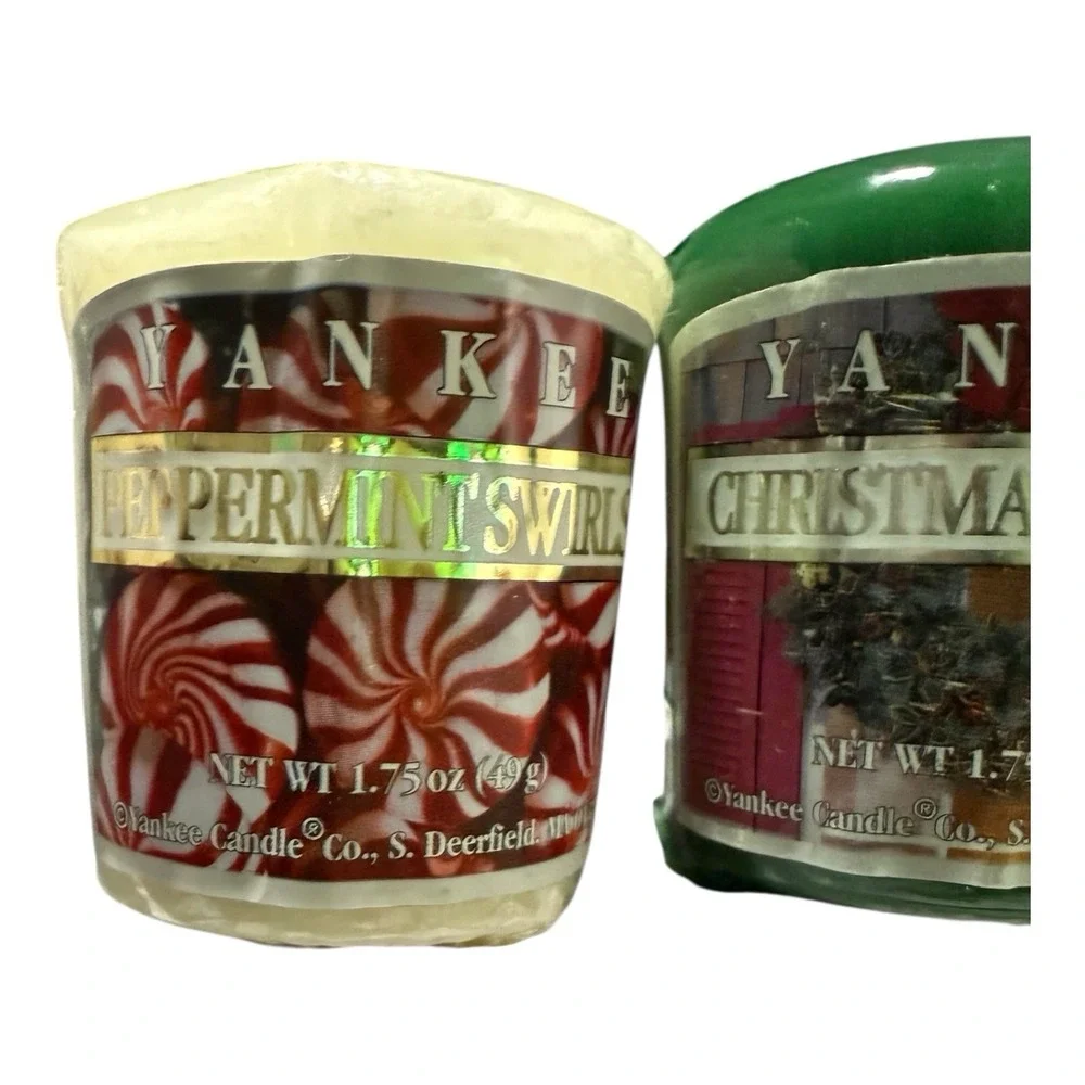 Yankee Candle Votive Set Christmas Wreath‎ Peppermint Swirl Spiced Pumpkin Lot 3